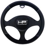 Couvre - volant - hp autozubeh�r - velours et cuir synth�tique - 39 cm - coutures d�coratives blanches ...