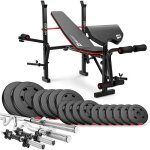 Banc de musculation pliable hs - 1055 et ensemble dhaltres de 74 kg de hop - sport pupitre de curl papillon ...