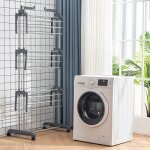 Hsturyz s�che - linge �tendoir � linge pliable int�rieur et ext�rieur 3 �tag�res s�choir airer gris argent ...