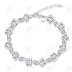 Bracelet gourmette - htbe® - argent 925 - cristaux zirconium - 19 cm - femme / fille Bracelet gourmette - htbe® - argent 925 - cristaux zirconium - 19 cm - femme / fille