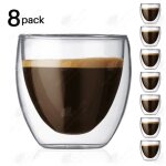 Htbe� isolation thermique en forme d?uf en verre double couche 80 ml tasse � th� transparente r�sistante ...