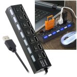 Hub multiprise 7 ports usb 2. 0 haute vitesse noir avec boutons marche - arr�t pour transfert de donn�es ...