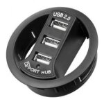 Hub usb 2. 0 3 ports type rond encastrable