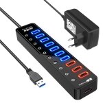Hub usb 3. 0 - atolla - 11 ports - aliment - interrupteurs individuels - led