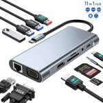 Hub usb - c 11 en 1 adaptateur 4k - hdmi / vga / usb 3. 0 / pd / ethernet / rj45 / sd / tf / aux 35mm ...