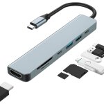 Hub usb c 7 en 1 adaptateur multiport type c avec hdmi 4k lecteur de cartes sd / tf port usb 3. 0 port ...