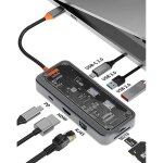 Hub usb c adaptateur 8 en 1hdmi 4k usb 2. 0 - 3. 0 port usb - c pd 100w carte sd - tf rj45 gigabit ethernet ...
