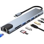 Hub usb c adaptateur usb c 8 en 1 avec hdmi 4k / 30hz pd 100 w port usb c 2. 0 usb 3. 0 + 2. 0 lecteur ...