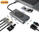 Hub usb c dual hdmi adaptateur usb - c docking station 14 en 1 ethernet gigabit pd 100w port usb 3. 0 ...
