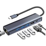 Hub usb c ethernet gigabit hdmi 4k pd 100w 3 usb 3. 0 5gbps adaptateur rj45 6 en 1 docking station