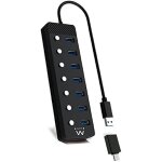 Hub usb ewent ew1147 - 7 ports - commutateurs indpendants - adaptateur secteur - noir