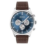 Montre - hugo boss - 1513709 - 44mm - cuir marron - cadran bleu - quartz