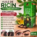 Huile de ricin 100 % pure ? 60 ml ? soin naturel cheveux cils sourcils & peau