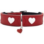 Collier pour chien - hunter - love - rouge / noir - cuir de vachette - taille 60 cm