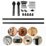 Kit de rail pour porte coulissante - huole - 183 cm - acier au carbone - noir - systme coulissant