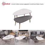 Huole lot de 2 tables basses gigognes scandinave blanc laqué et gris mat - l 98 x l 61 et l 88 x l 48 ... Huole lot de 2 tables basses gigognes scandinave blanc laqué et gris mat - l 98 x l 61 et l 88 x l 48 ...