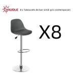 Huole 8 x tabourets de bar simili gris contemporain réglables en hauteur 55 cm - 75 cm Huole 8 x tabourets de bar simili gris contemporain réglables en hauteur 55 cm - 75 cm