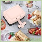 Hurrise sandwich maker mini maker 300w moule antiadh�sif rose 110v us electromenager gaufrier bouche ...