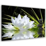 Tableau deco ambiance zen et fleur de lotus - 80x50 cm