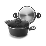 Casserole - ibili - natura - 20 cm - antiadhsif pierre - compatible induction - couvercle verre