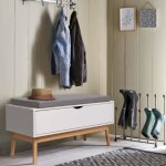 Idmarket banc coffre dentrée chaussures leo bois blanc Idmarket banc coffre dentrée chaussures leo bois blanc