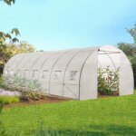 Idmarket serre tunnel de jardin 24m² blanche gamme maraîchère des andes 8x3m Idmarket serre tunnel de jardin 24m² blanche gamme maraîchère des andes 8x3m