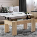 Idmarket table basse plateau relevable rectangulaire tara bois imitation htre et blanc