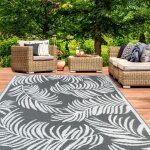 Idmarket tapis extrieur coco tropical gris et blanc 160 x 260 cm
