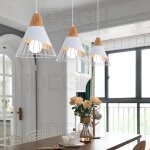 Idegu lot de 2 moderne lampe suspension simple en bois m�tal style nordique blanc pour salon chambre