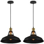 Idegu 2pcs lampe suspensions luminaires industrielle lustre e27 27cm style vintage pour salon couloir ...