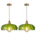 Idegu 2x lustre vintage vertlampe de plafond vintage abat - jour en verre design fleurs e27 suspension ...