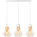 Idegu 3 lustres suspension luminaire industrielle 16cm vintage suspension en fer et bois rtro cage design ...