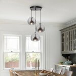 Idegu 3 lustres suspensions moderne en verre 25cmlampe de plafond industriel retro design base concave ...