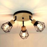 Idegu 3 spots de plafond industrielplafonnier spot vintage en bois et m�tal abat - jour design cage style ...