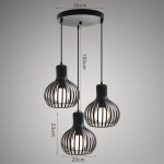 Idegu 3 suspensions luminaires industrielle vintage lustre plafonnier en gourde cage fer forge pour salon ...