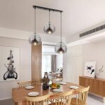 Idegu 3lampes lampes suspensions moderne en verre gris fum�e27 lustre plafonnier vintage ajustable style ...