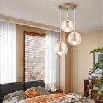 Idegu 3lampes lustre suspension moderne en verrevintage lampe de plafond industriel design base concave ...