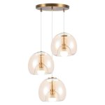 Idegu 3lampes suspension luminaire moderne25cm lustre industriel vintage abat - jour en verre e27 lampe ...