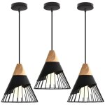 Idegu 3pcs e27 rtro lampe suspensions industrielle en mtal plafonnier en cage style nordique pour salon ...