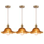 Idegu 3x moderne suspension luminaire ambrelampe de plafond vintage abat - jour en verre design fleurs ...