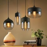 Idegu lot de 4 suspension design cylindre style retro vintage contemporain lustre abat - jour en verre ...