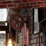 Idegu applique murale retro en fer forge roue rouille lampe murale industrielle style edison pour salon ...