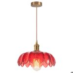Idegu lampe suspension vintagelustre luminaire abat - jour en verre design fleurs e27 suspension plafonnier ...