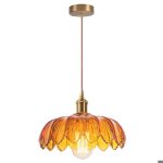 Idegu lustre ambremoderne lampe de plafond vintage abat - jour en verre design fleurs e27 suspension ...
