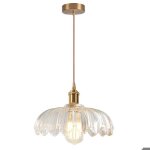 Idegu lustre moderne en verresuspension luminaire vintage abat - jour design fleurs transparente e27 ...