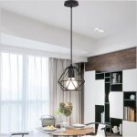 Idegu lustre suspension industrielle salon noir lampe suspension vintage en cage fer forge style edison ...