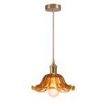 Idegu moderne suspension luminaire ambrelampe de plafond vintage abat - jour en verre design fleurs lustre ...