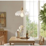 Idegu moderne suspension luminaire en verrelampe de plafond vintage abat - jour design fleurs transparente ...
