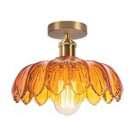 Idegu plafonnier moderne ambrelampe de plafond vintage abat - jour en verre design fleurs 25cm lustre ...
