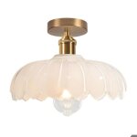 Idegu plafonnier moderne25cm lampe de plafond vintage abat - jour en verre design fleurs blanc e27 lustre ...